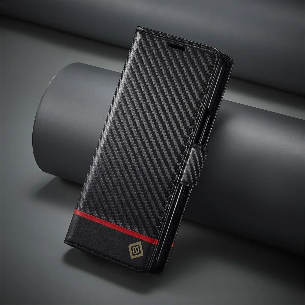 Luxe Koolstofvezel PU Leather  - Leather Wallet Card Holder Phone Cover recensie en prijs
