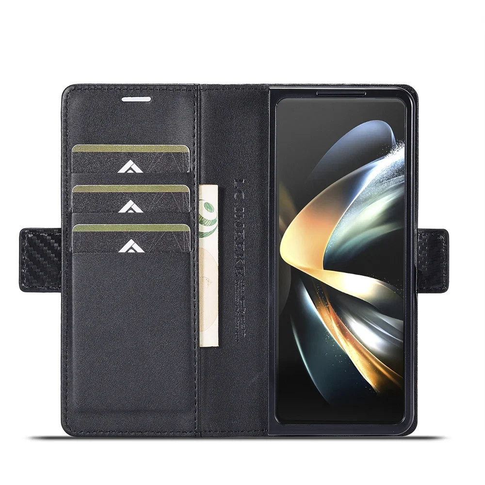Luxe Koolstofvezel PU Leather  - Leather Wallet Card Holder Phone Cover recensie en prijs