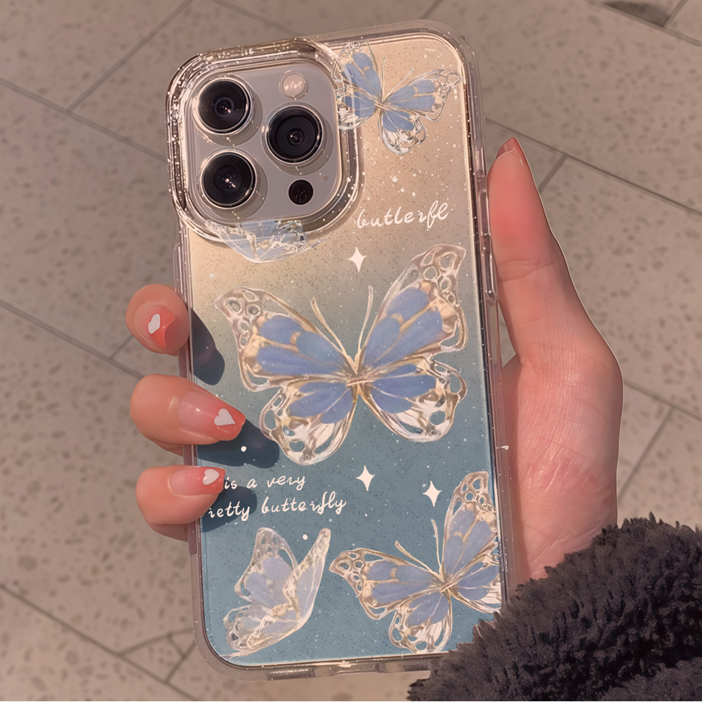 Luxe Blauwe Vlinder Glitter Te - Clear Shockproof Bumper Case recensie en prijs